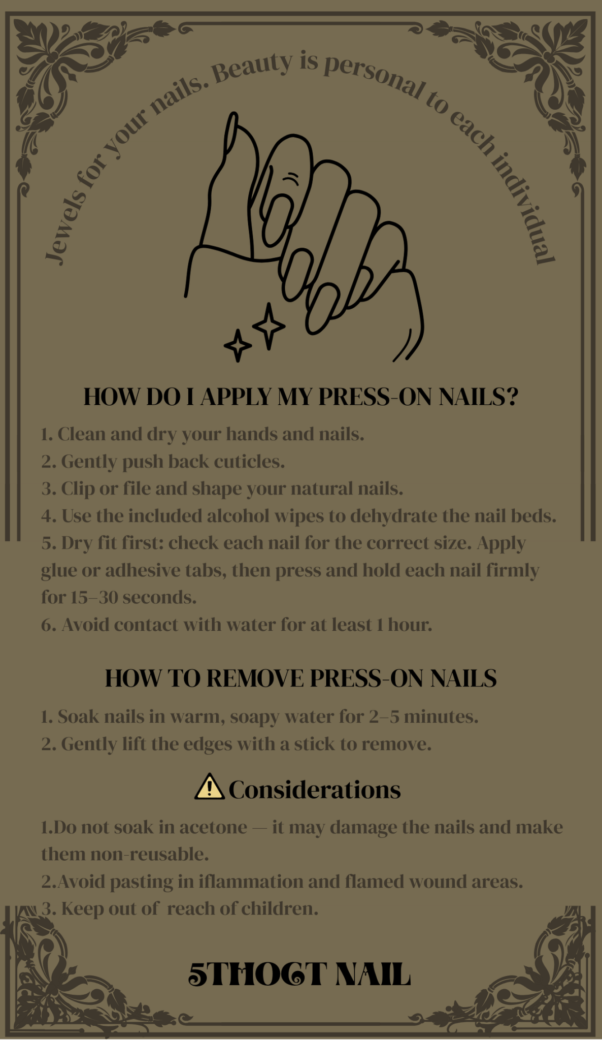TUTORIALS, SIZE CHART, HOW TO APPLY PRESS ON NAILS